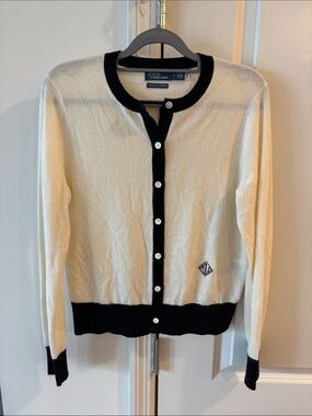 Ralph Lauren Cream Cardigan with Black Trim